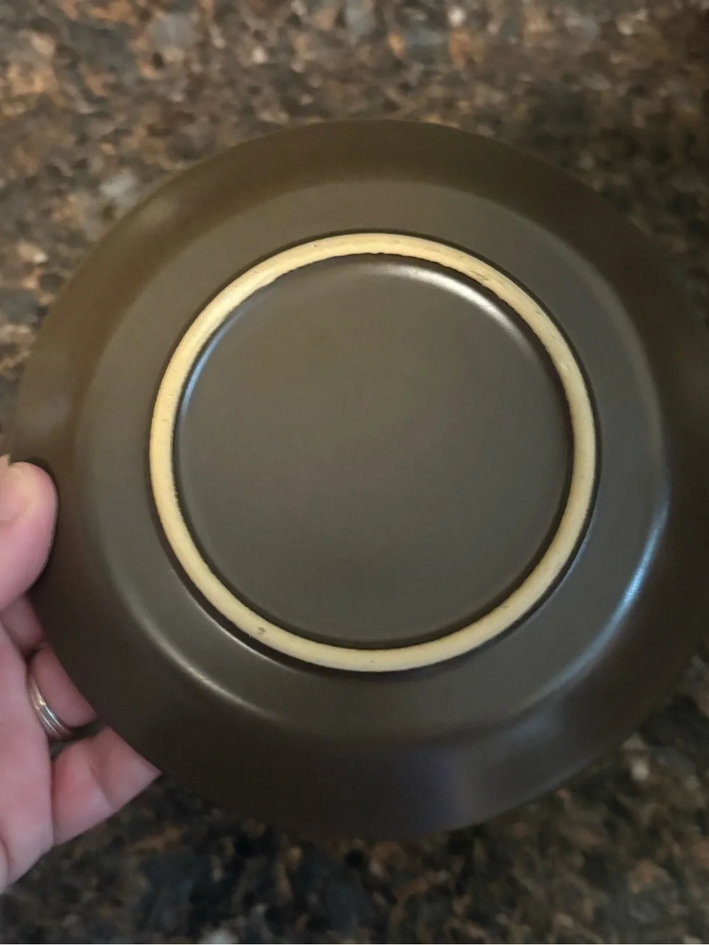 Vintage Stoneware Brown Two-Tone Ceramic Soup Bowl with Saucer